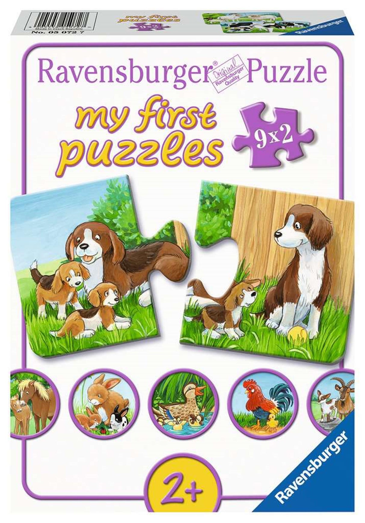 Ravensburger puslespil dyrefamilier på gården 9x2 brikker
