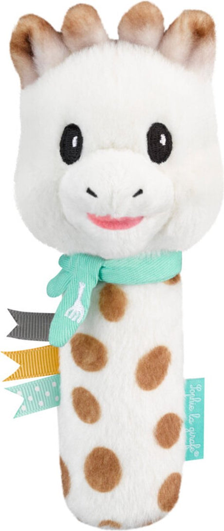 Sophie the giraffe squeeze rangle - rangle - babylegetøj - barselsgave - baby shower gave - fra 3 måneder - plys - 16x6x6,5 cm - hvid brun turkis