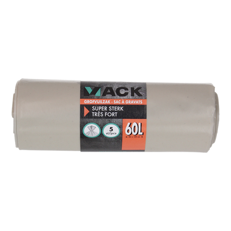 1054869 - grofvuilzak 60l, extra sterk transparant ldpe, 5 st per rol | 10 stuks