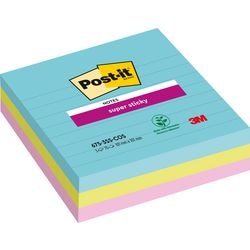 Post-it® notes post-it super sticky 101x101mm assorti pak 3 stuks 70 vel