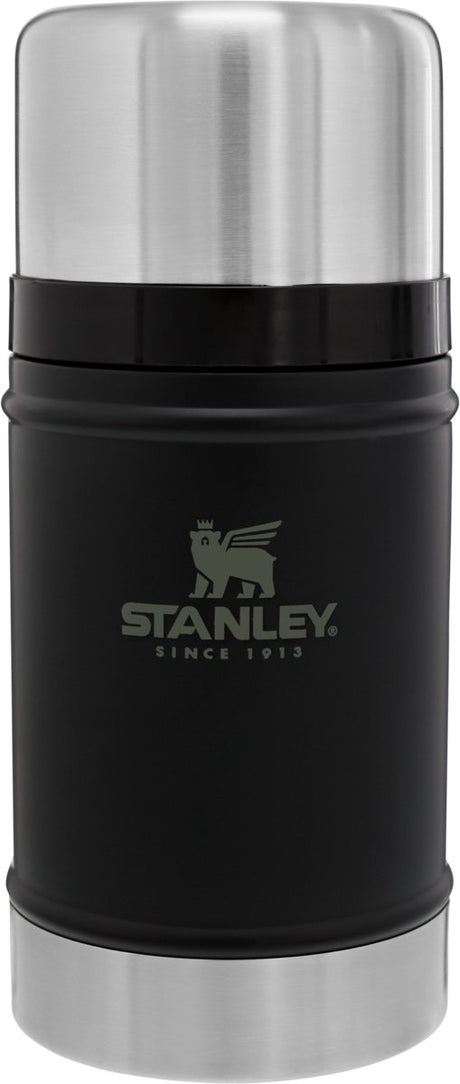 Stanley klassiske legendariske madkrukke 0,7l - termokande madkasse holder varm i 15 timer - låg fungerer som skål - lækagesikker madbeholder - BPA-fri - tåler opvaskemaskine - mat sort