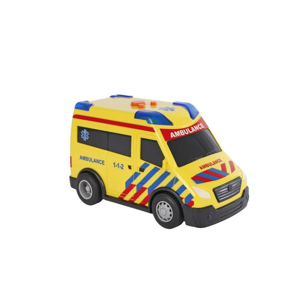 2-spils ambulance NL med lys og lyd frihjul 13,5 cm