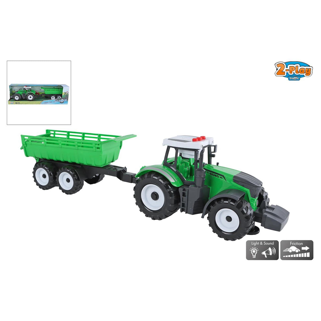 2-spils traktor med trailer med tipfunktion, lys lyd