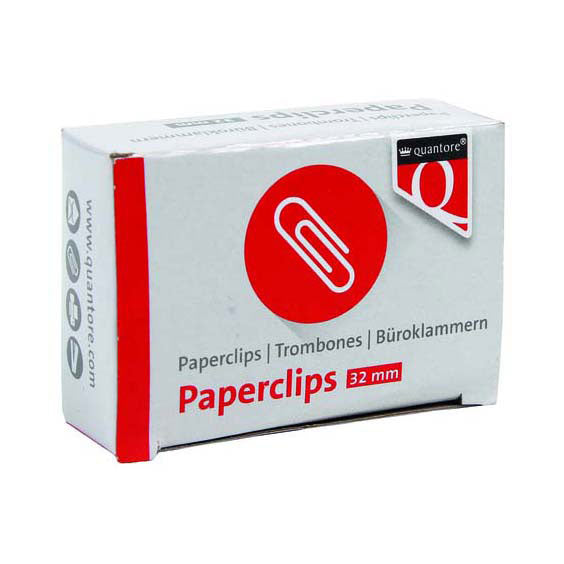 Quantore papirclips r2 32mm kort, 100 stk.