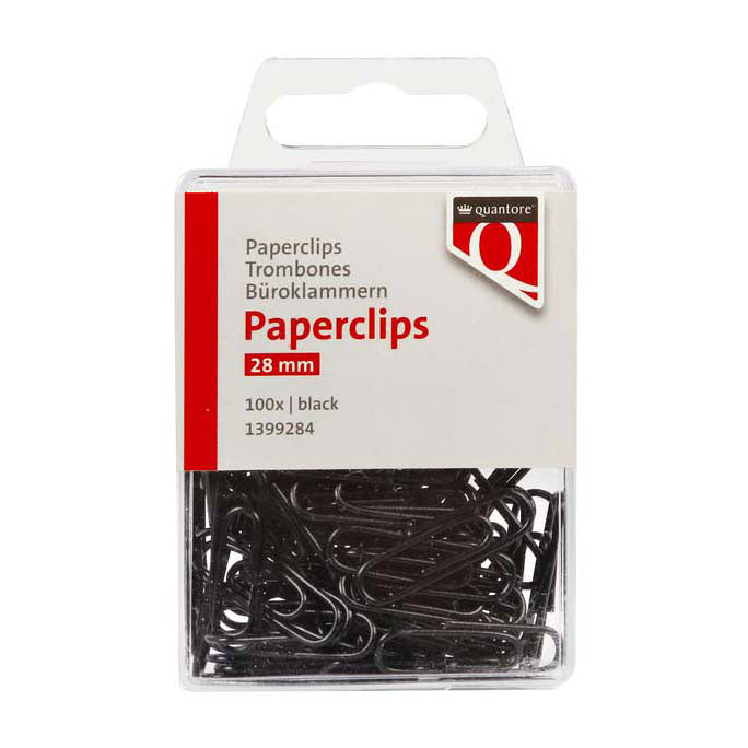 Quantore papirclips 28mm sort, 100 stk.