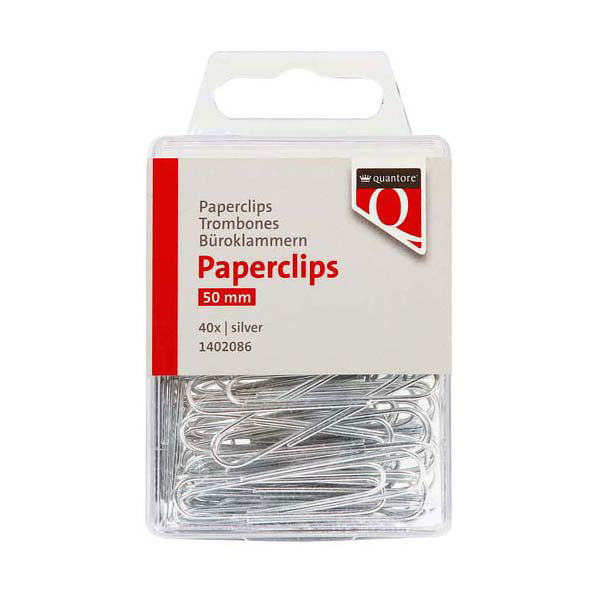 Quantore papirclips 50mm sølv, 100 stk.