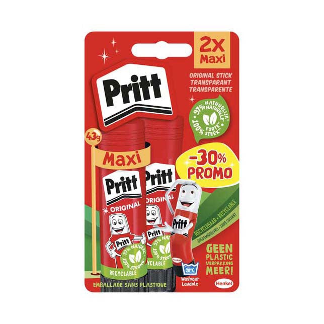 Quantore limstift pritt stick original 43gr, 2 stk.