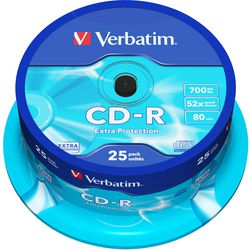 CD-R ekstra beskyttelsesspindel 700mb ordret 52x 80min. 25 stk