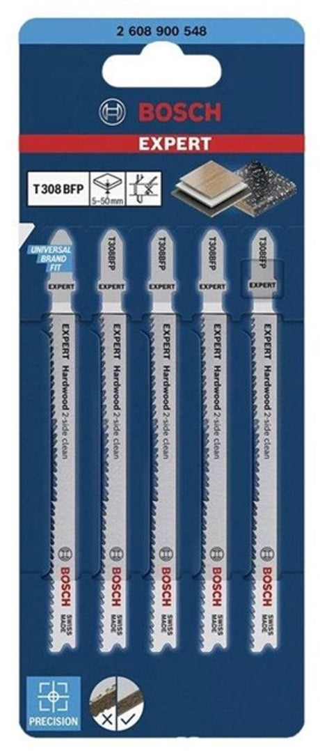 Bosch ekspertserie - stiksavklinge - 2-sidet rengøring - t308bfp - træ og laminat