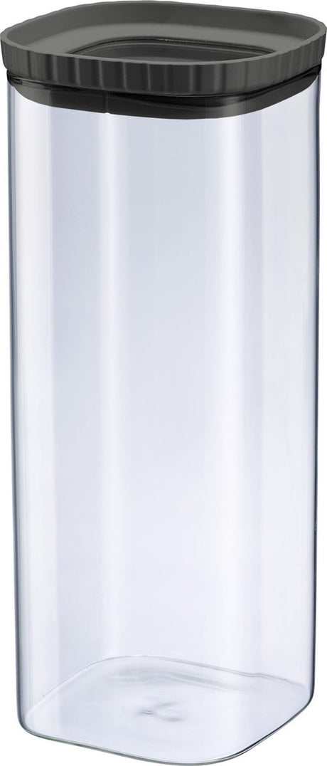 Westmark glaskrukke med silikonelåg - praktisk opbevaringskrukke med låg, ideel til opbevaring af pasta, krydderier, te, slik og meget mere, firkantet, stabelbar - 2.230 ml