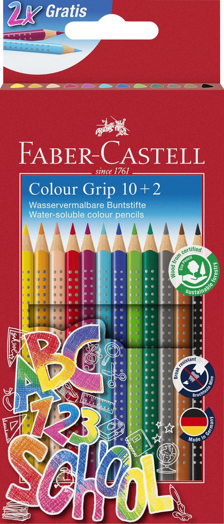 Faber-castell farveblyanter - med greb - sæt 10+2 stk - fc-201585