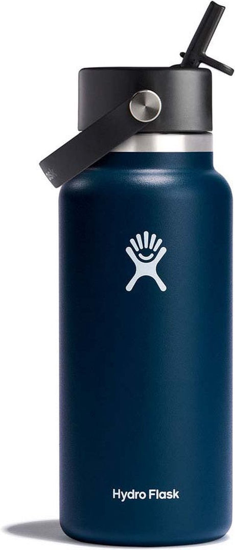 Hydroflaske bred mund flex halmhætte drikkeflaske (946 ml) - indigo