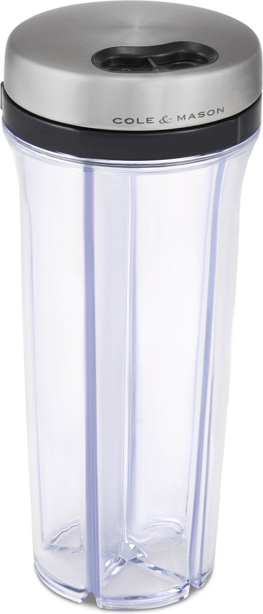 Cole Mason Saunderton urte- og krydderiryster - tom - opbevaringsbeholder i glas - låg i rustfrit stål - justerbar dosering