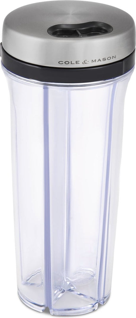 Cole Mason Saunderton urte- og krydderiryster - tom - opbevaringsbeholder i glas - låg i rustfrit stål - justerbar dosering