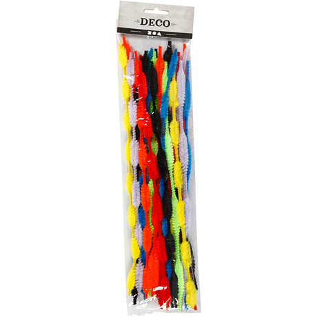 Creativ company chenille, bølgepap, L: 30 cm, tykkelse 5-12 mm, forskellige farver, 28 div 1 æske