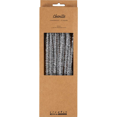 Creativ virksomhed https: www.cchobby.nl chenille-l-30-cm-thickness-6-mm-glitter-silver-24-piece-1-box