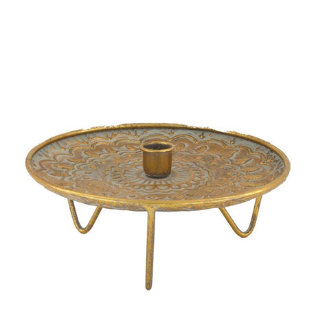 Naturlige kollektion lysestage metal ø22x9,5cm guld