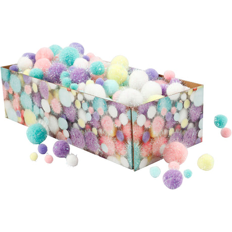 Creativ virksomhed https: www.cchobby.nl pompoms-d-15-40-mm-glitter-ca-400-piece-pastelcolours-400-gr-1-box