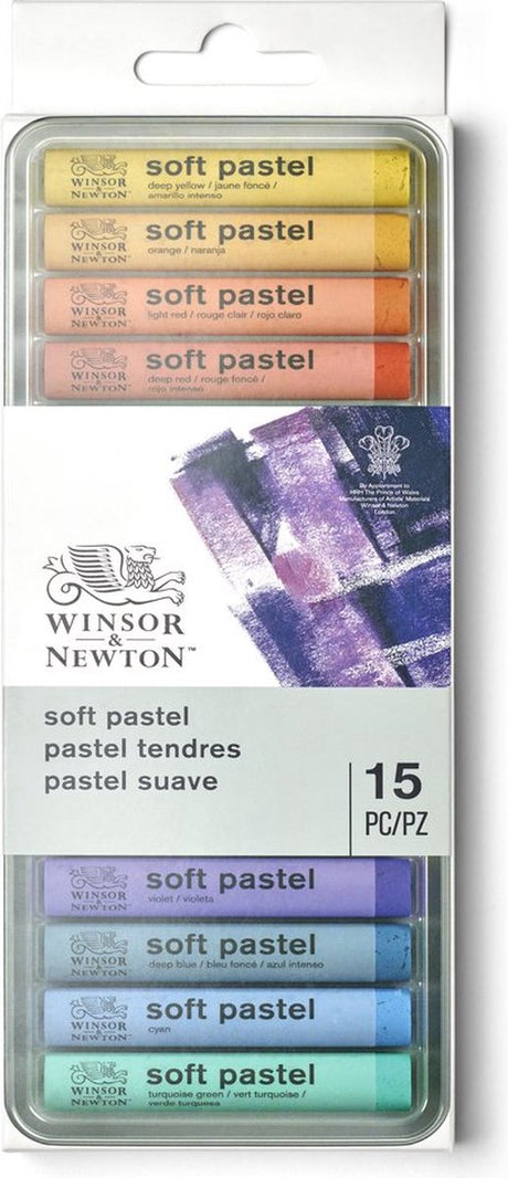 Winsor Newton 1790001 Soft Pastel Box – 15 stykker, pastelkridt til tegning og maling, højpigmenteret lysægte