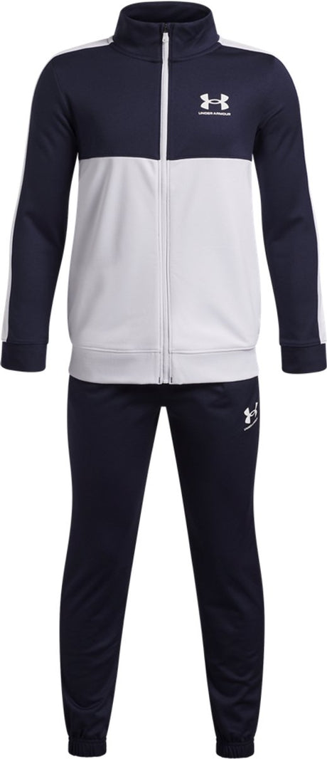 Under armour ua rival cb knit track suit-blu drenge træningsdragt - midnight navy - hvid