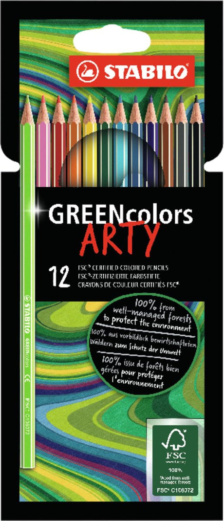 Stabilo greencolors - FSC certificeret kunstfarvede blyanter etui 12 farver