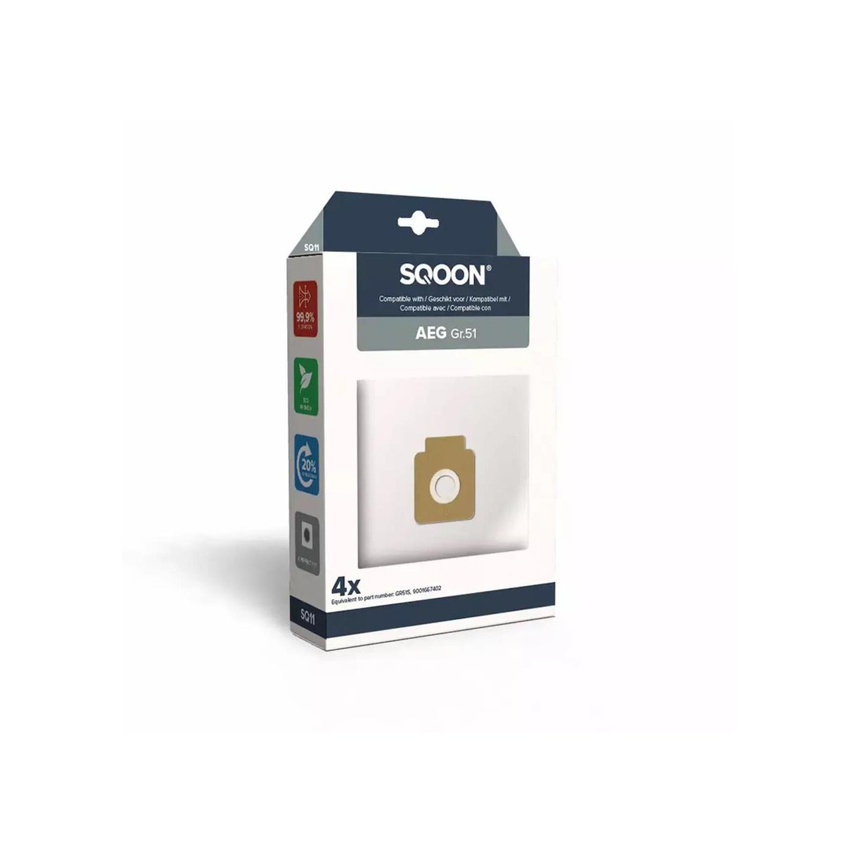 Sqoon stofzuigerzak aeg gr51s doos a 4 stuks