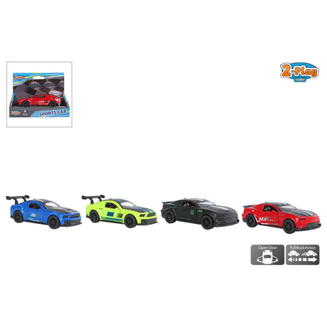 2-play sportsvogn trykstøbt tilbagetræk 11,5 cm 4 assorteret