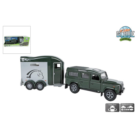 Kids globe landrover med cheval liberte hestetrailer - 28cm