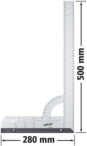 Wolfcraft - firkantet - 500mm - blokfirkant - skrivefirkant - metal - 5206000