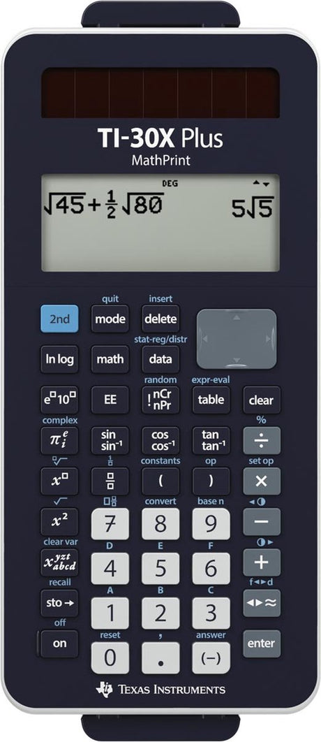 Texas instruments ti-30x plus mathprint skoleberegner batteridrevet, soldrevet sort antal displaypositioner: 16