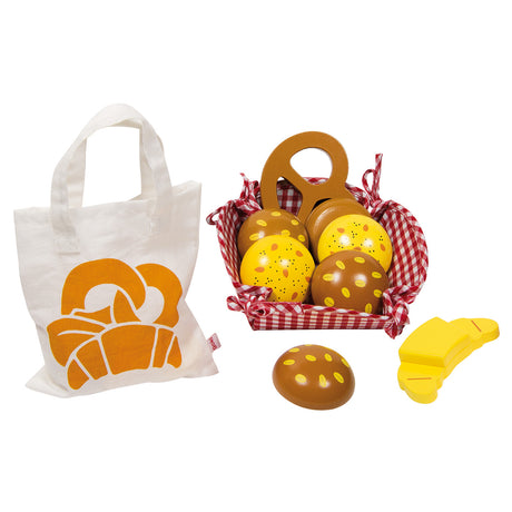 Goki Morgenmad Basket Picnic Set med træbrød