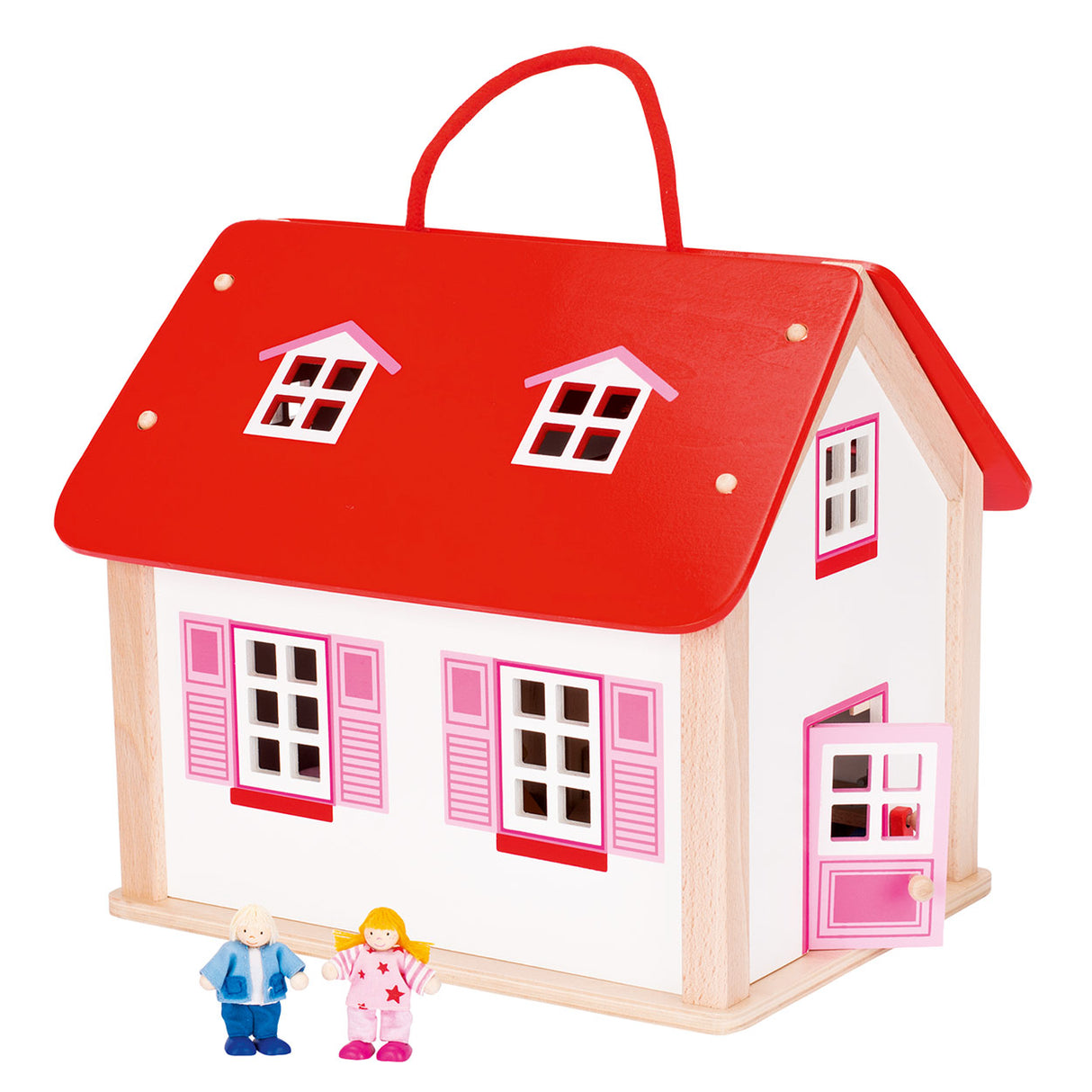 Goki Wooden Dollhouse kuffert med tilbehør