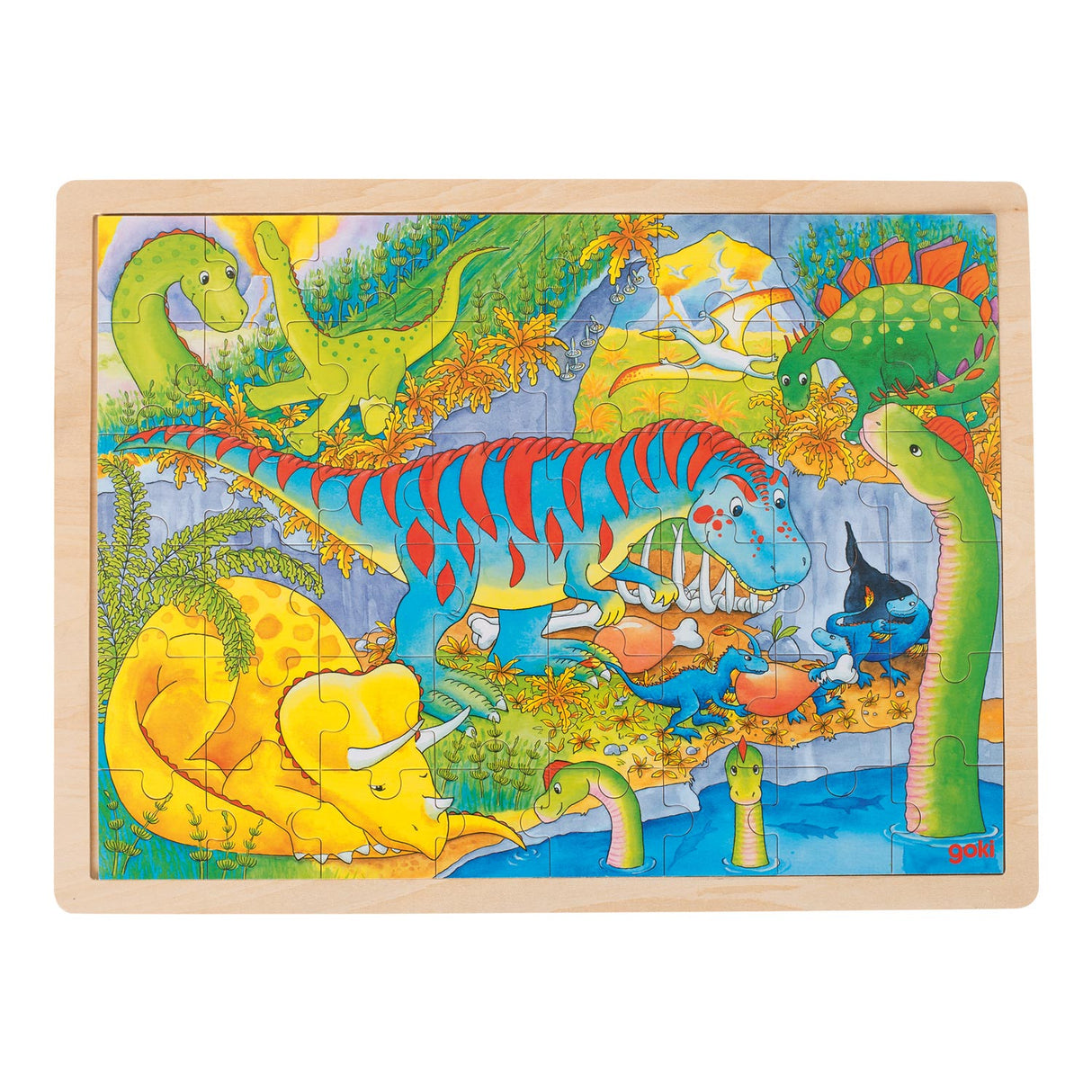 Goki Wooden Jigsaw Puzzle - Dino's, 48 ..
