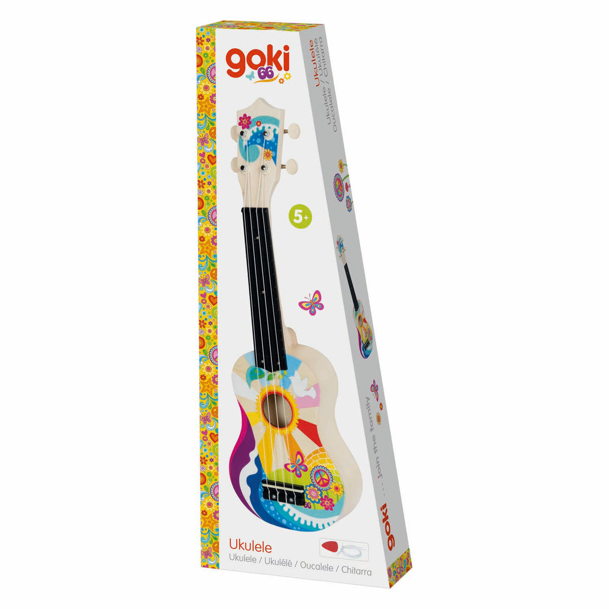 Goki træ ukulele flower power