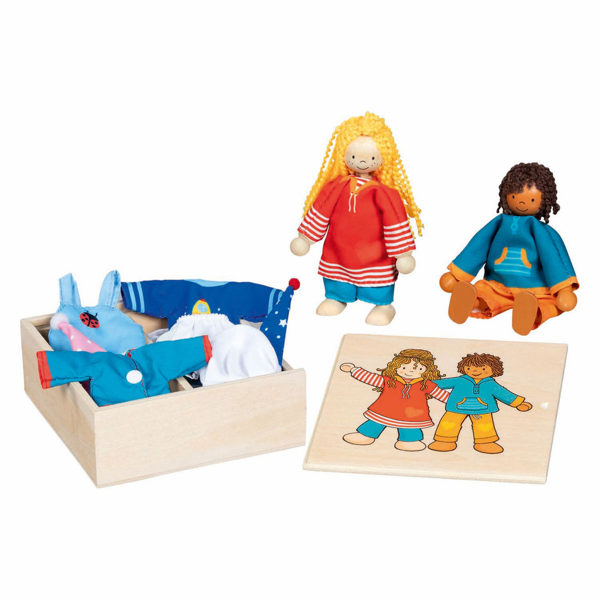 Goki fleksible dukker fynja fabio, 6 outfits