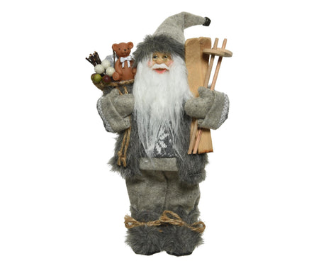 Decoris Santa Claus h45cm grå polyester