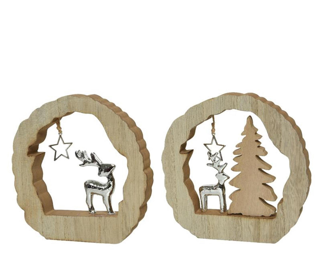 Decoris statue med rensdyr julestemning dekoration mdf 14,5x14,5x2cm