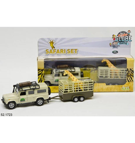 Kids globe land rover forsvarer + giraf trailer