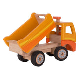 Goki Wooden Tilt Truck Orange med roterende hjul