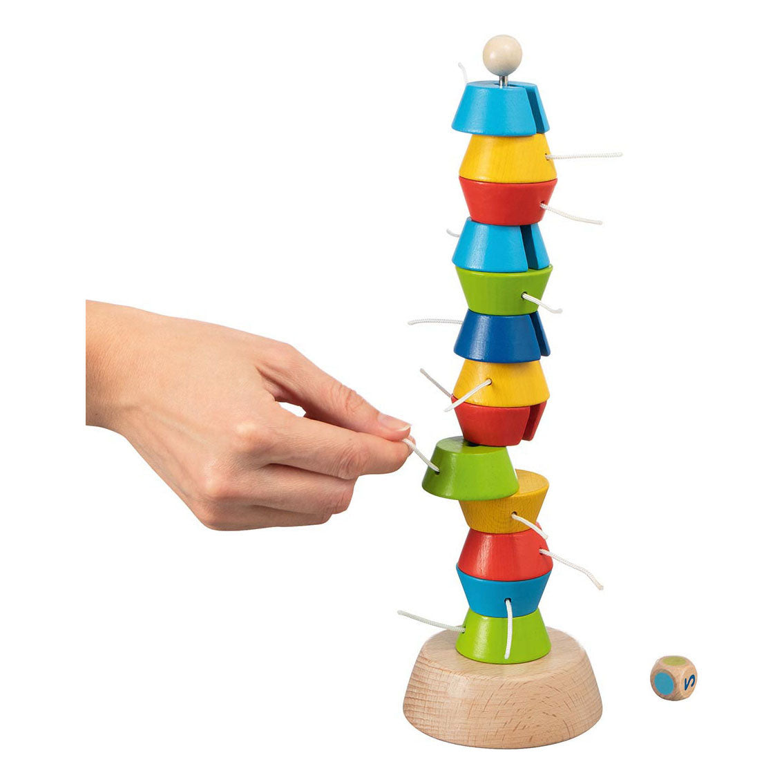 Goki stabeltårn tugie h30cm, 15 blokke, træ og metal, 4+