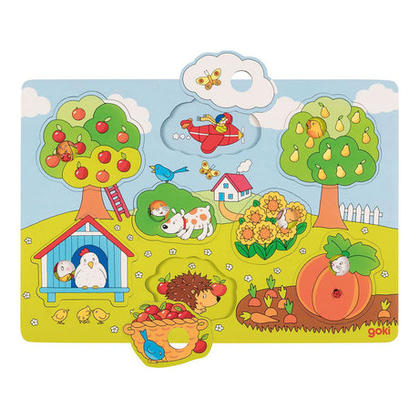 Goki Wooden Baggrundsform Puslespil i haven, 8 ..