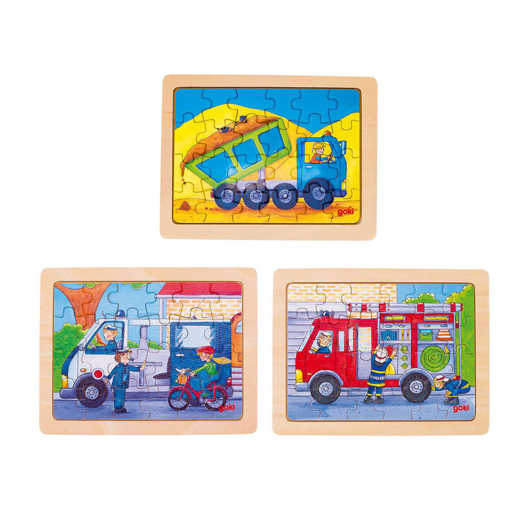 Goki Wooden Jigsaw -puslespil hårdt på arbejde, 24 ..