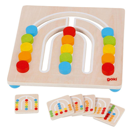 Goki farvematchende spil regnbue 21x21x3,8cm, med 6 eksempelbilleder, træ, 4+