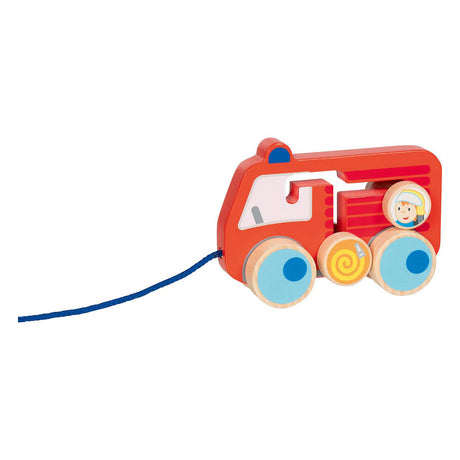 Goki Wooden Pull-Along Figur Fire Brigade 112