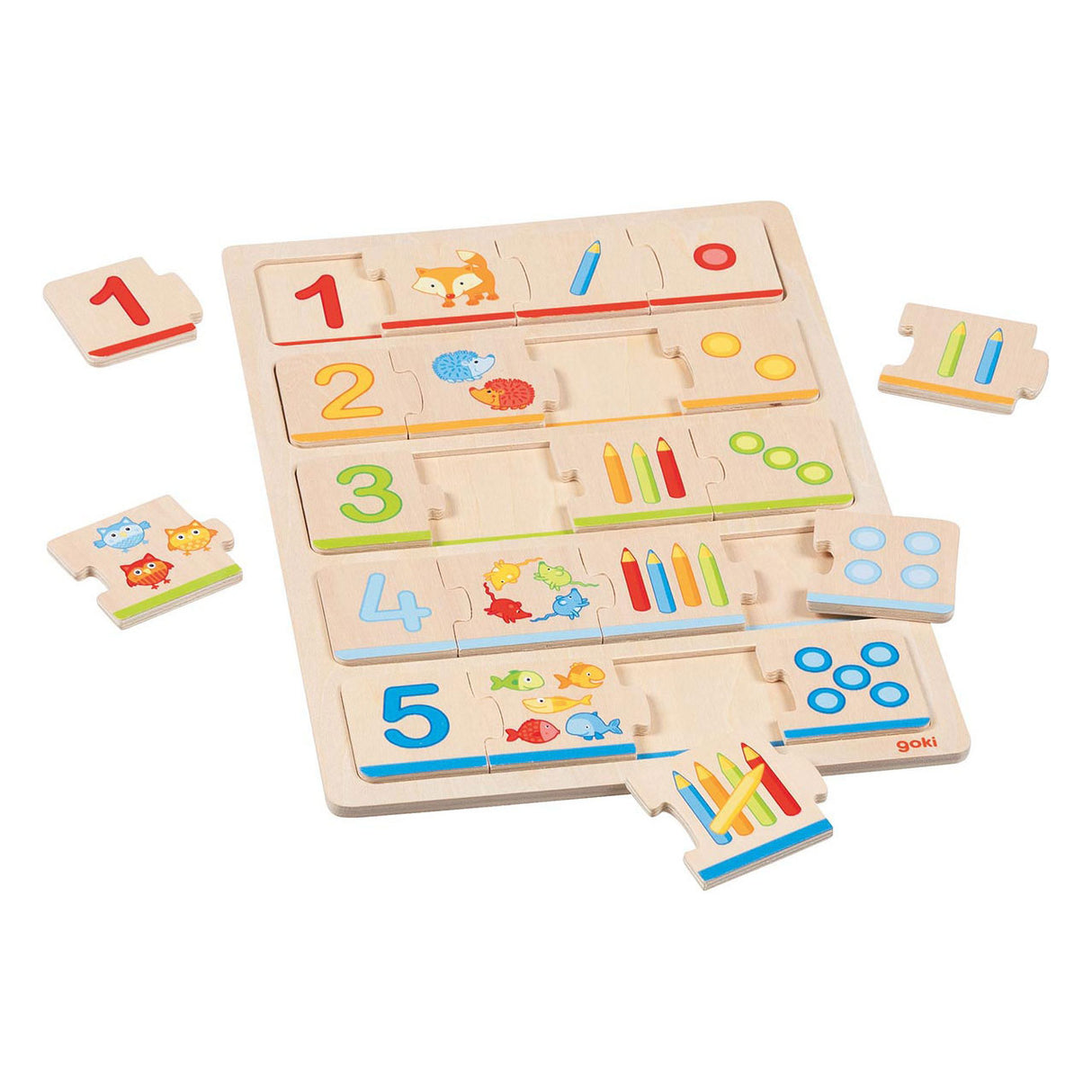 Goki Wooden Jigsaw Puzzle Learning to Count, 20 stk.