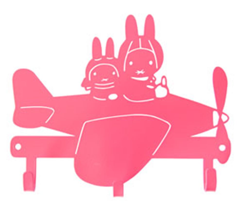 Metal knagerække Miffy plane pink