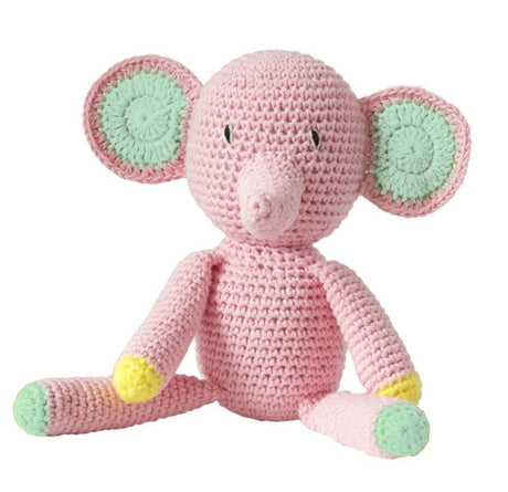 Krammetøj hæklet elefant pink