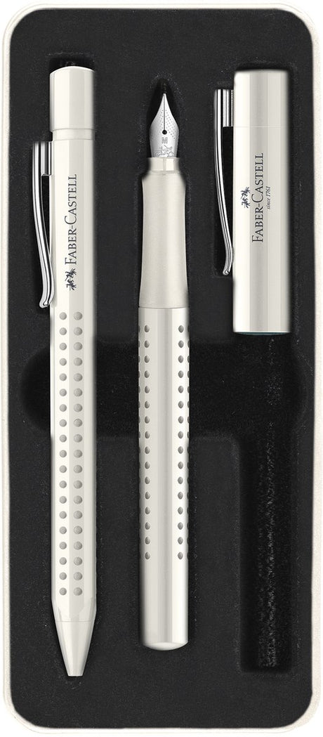 Faber-Castell grip 2010 - skrivesæt kuglepen og fyldepen - i gaveæske - harmony kokosmælk - fc-201527