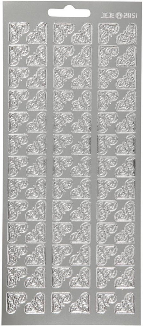 Creativ firmaklistermærker, hjørner, ark 10x23 cm, sølv, 1 ark