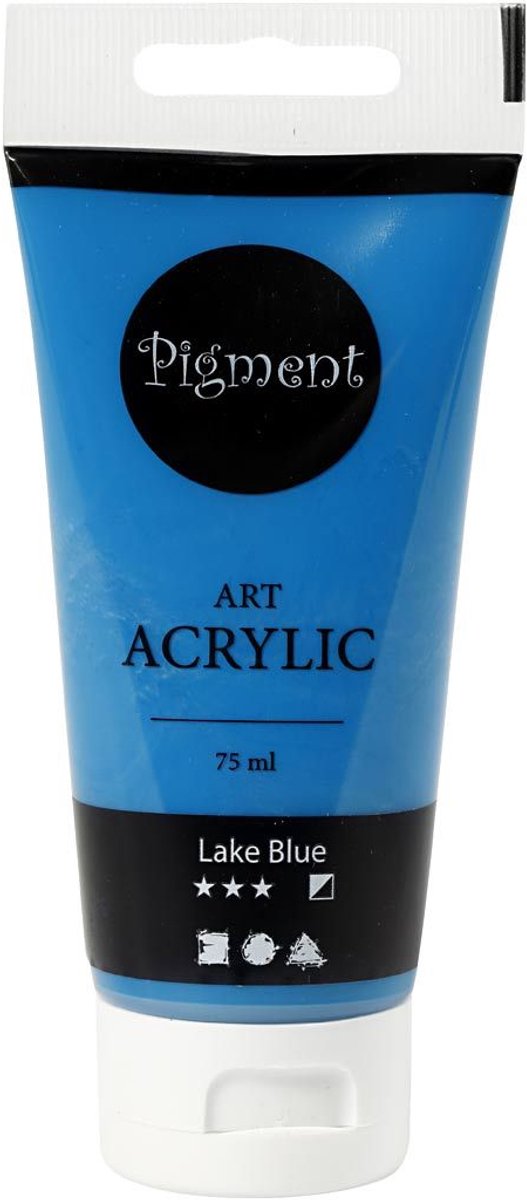 Pigment kunst akrylmaling - søblå - semi-ugennemsigtig - - 75 ml